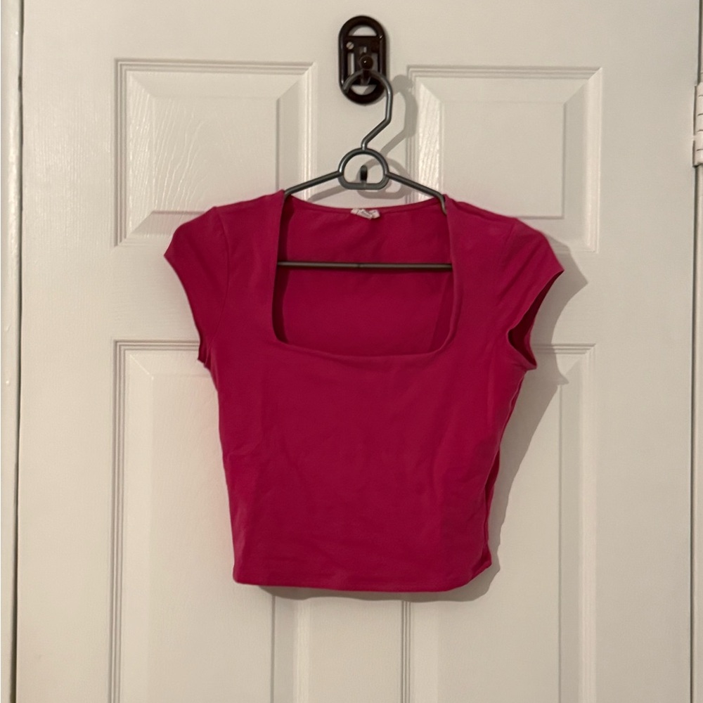 Garage Pink Fitted Crop Top